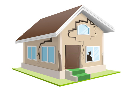 An illustration showing a home needing major repair